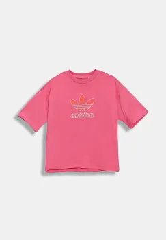 adidas Originals tricou de bumbac pentru copii culoarea roz, cu imprimeu, JV8559 imagine