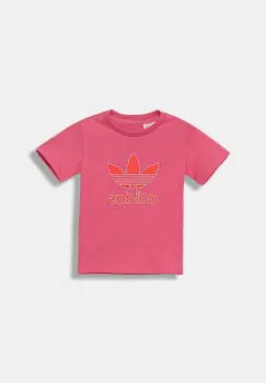 adidas Originals tricou de bumbac pentru copii culoarea roz, cu imprimeu, JX9004 imagine