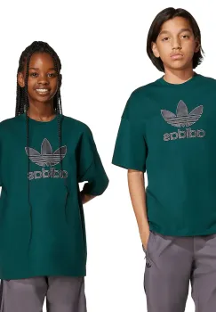 adidas Originals tricou de bumbac pentru copii culoarea verde, cu imprimeu, JV8561 imagine