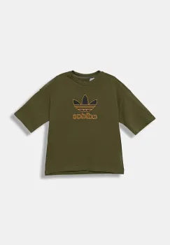 adidas Originals tricou de bumbac pentru copii culoarea verde, cu imprimeu, JZ4078 imagine