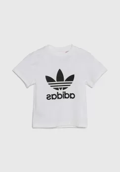 adidas Originals tricou de bumbac pentru copii TREFOIL TEE culoarea alb, cu imprimeu, JE0518 imagine