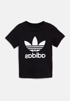adidas Originals tricou de bumbac pentru copii TREFOIL TEE culoarea negru, cu imprimeu, IX5113 imagine