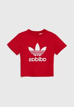 adidas Originals tricou de bumbac pentru copii TREFOIL TEE culoarea rosu, cu imprimeu, IY2387 imagine