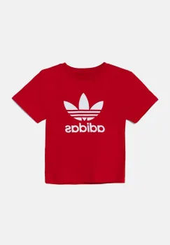 adidas Originals tricou de bumbac pentru copii TREFOIL TEE culoarea rosu, cu imprimeu, IY7423 imagine