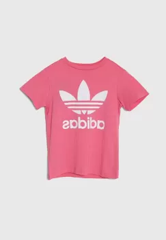 adidas Originals tricou de bumbac pentru copii TREFOIL TEE culoarea roz imagine