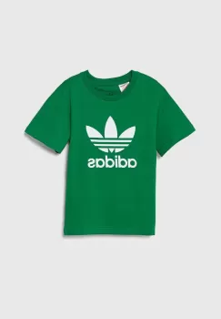 adidas Originals tricou de bumbac pentru copii TREFOIL TEE culoarea verde, cu imprimeu, IY4003 imagine