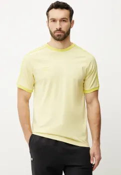 adidas Originals tricou din bumbac 3-Stripes barbati, culoarea galben, uni, JN7021 imagine