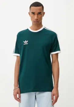 adidas Originals tricou din bumbac 3-Stripes culoarea verde, cu imprimeu, JY1374 imagine
