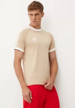 adidas Originals tricou din bumbac Adicolor Classics 3-Stripes Tee barbati, culoarea bej, cu imprimeu, IZ2366 imagine