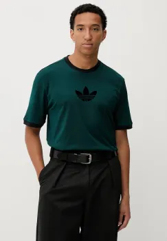 adidas Originals tricou din bumbac Adicolor loose 2000s culoarea verde, cu imprimeu, JX1513 imagine