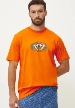 adidas Originals tricou din bumbac barbati, culoarea portocaliu, cu imprimeu, JM0480 imagine