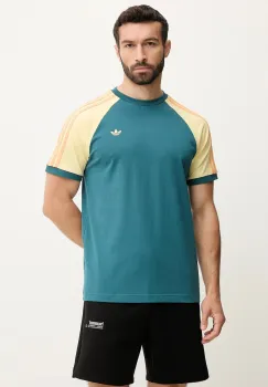 adidas Originals tricou din bumbac Cali Tee culoarea turcoaz, cu imprimeu, KC4961 imagine