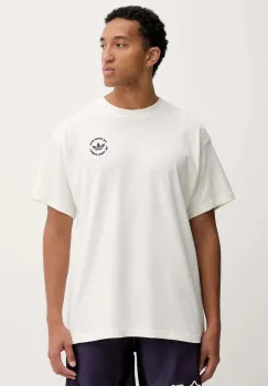 adidas Originals tricou din bumbac Camel Treffy culoarea bej, cu imprimeu, HY2084 imagine