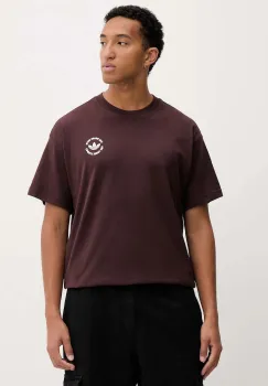 adidas Originals tricou din bumbac Camel Treffy culoarea maro, cu imprimeu, HY4987 imagine