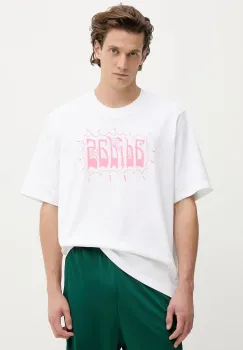 adidas Originals tricou din bumbac Distressed Oversized Te culoarea alb, cu imprimeu, JW0207 imagine
