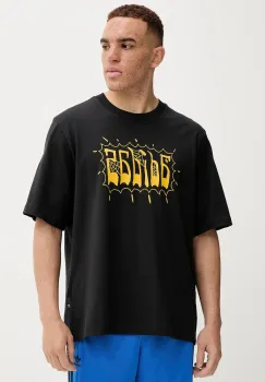 adidas Originals tricou din bumbac Distressed Oversized Te culoarea negru, cu imprimeu, JW0208 imagine