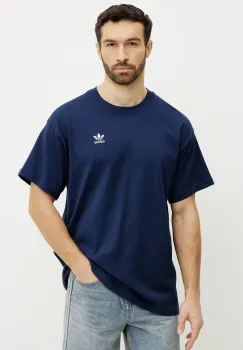 adidas Originals tricou din bumbac Essential barbati, culoarea albastru marin, neted, JD0376 imagine
