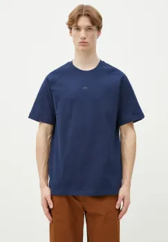 adidas Originals tricou din bumbac Essential barbati, culoarea bleumarin, uni, JD3279 imagine