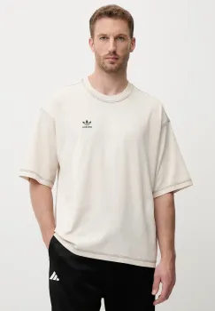 adidas Originals tricou din bumbac Essentials culoarea bej, uni, JW0970 imagine