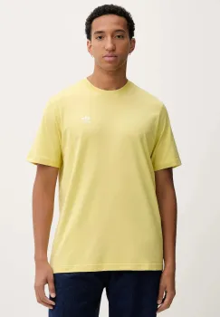 adidas Originals tricou din bumbac Essentials culoarea galben, cu imprimeu, HY2076 imagine