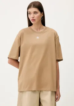 adidas Originals tricou din bumbac Essentials culoarea maro, JW5081 imagine