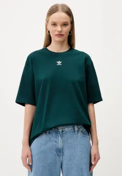 adidas Originals tricou din bumbac Essentials culoarea verde, JW5080 imagine