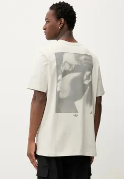 adidas Originals tricou din bumbac Face GFX culoarea bej, uni, JW0977 imagine