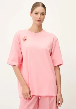 adidas Originals tricou din bumbac GFX Tee culoarea roz, KC0679 imagine