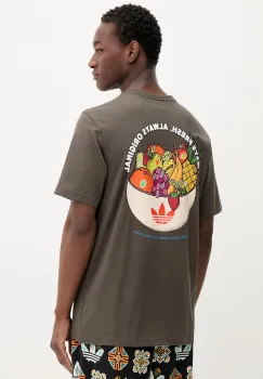 adidas Originals tricou din bumbac Graphic Lo Ss T culoarea verde, cu imprimeu, JW2977 imagine