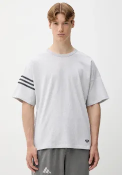 adidas Originals tricou din bumbac Neuclassics culoarea gri, melanj, HZ3699 imagine