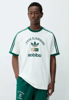 adidas Originals tricou din bumbac OG Dept Tee culoarea bej, cu imprimeu, KD6266 imagine