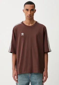 adidas Originals tricou din bumbac Oversize Tee culoarea maro, cu imprimeu, KA0476 imagine