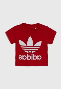 adidas Originals tricou din bumbac pentru bebelusi culoarea rosu, cu imprimeu imagine