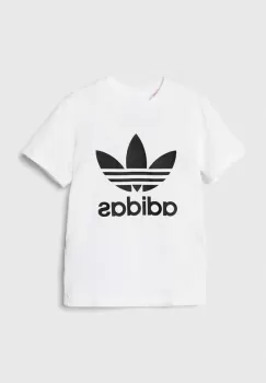 adidas Originals tricou din bumbac pentru bebelusi TREFOIL TEE culoarea alb, cu imprimeu, JE0520 imagine