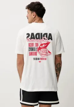 adidas Originals tricou din bumbac Pizza Box Tee culoarea alb, cu imprimeu, HY2073 imagine