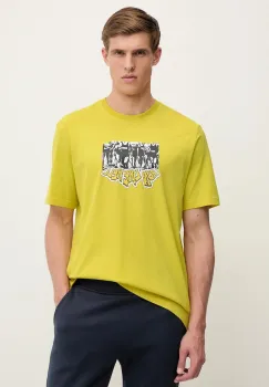adidas Originals tricou din bumbac Q12 TS Crowd culoarea galben, cu imprimeu, JD0709 imagine