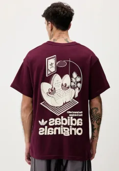 adidas Originals tricou din bumbac Sofa culoarea bordo, cu imprimeu, KY2929 imagine