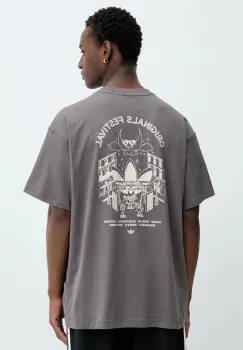 adidas Originals tricou din bumbac Street Band Tee culoarea maro, cu imprimeu, KR5105 imagine