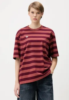 adidas Originals tricou din bumbac STRIPED SS TEE culoarea portocaliu, KF2320 imagine