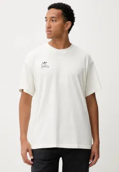 adidas Originals tricou din bumbac Supper Club Tee culoarea bej, cu imprimeu, HY2063 imagine