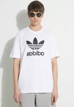 adidas Originals tricou din bumbac Trefoil barbati, culoarea alb, cu imprimeu, IV5353 imagine