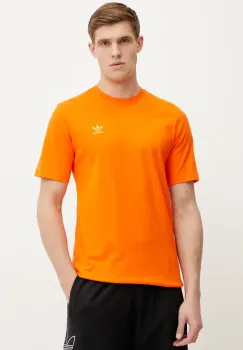 adidas Originals tricou din bumbac Trefoil barbati, culoarea portocaliu, neted, JC9995 imagine