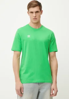 adidas Originals tricou din bumbac Trefoil barbati, culoarea verde, uni, JN0235 imagine