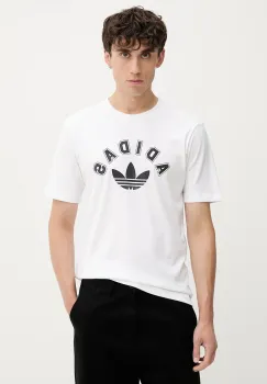 adidas Originals tricou din bumbac Trefoil culoarea alb, cu imprimeu, JV7752 imagine