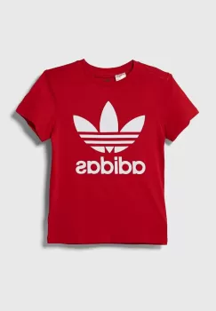 adidas Originals tricou din bumbac TREFOIL culoarea rosu, cu imprimeu imagine