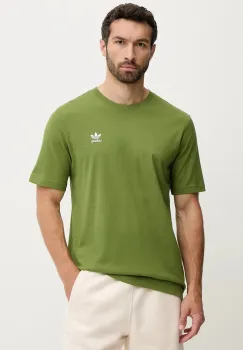 adidas Originals tricou din bumbac Trefoil Essential culoarea verde, uni, JV5938 imagine