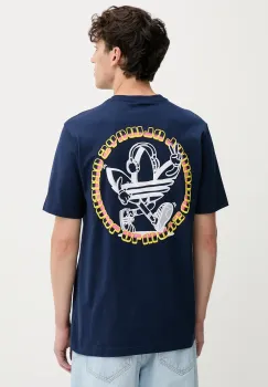 adidas Originals tricou din bumbac Trefoil Series Loose Tee culoarea bleumarin, cu imprimeu, JW3016 imagine