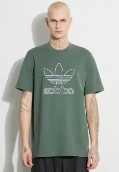 adidas Originals tricou din bumbac Trefoil Tee barbati, culoarea verde, cu imprimeu, IR7993 imagine