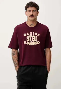 adidas Originals tricou din bumbac Varsity culoarea bordo, cu imprimeu, JX8175 imagine