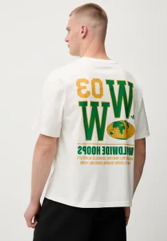 adidas Originals tricou Glbl Hoops Tee culoarea bej, cu imprimeu, JW6650 imagine